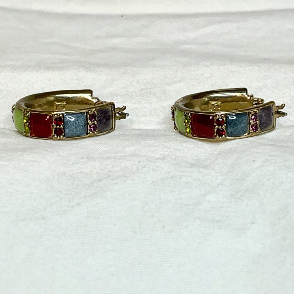 Lauren Conrad Earrings * Jeweled Hoops * Vintage * 1" Hoop * Excel Cond